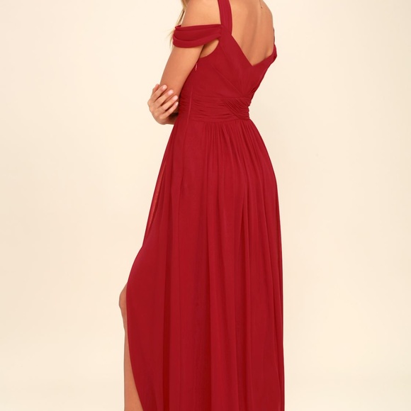 LULUS x Bariano Ocean of Elegance Wine Red Maxi Dress Size XS - Picture 3 of 12